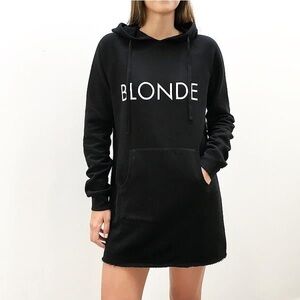 Brunette the Label “Blonde” Hoodie Dress in Black